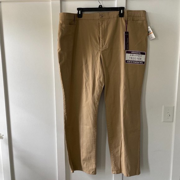 Women's Plus Size Gloria Vanderbilt Tan Trousers - Picture 1 of 5